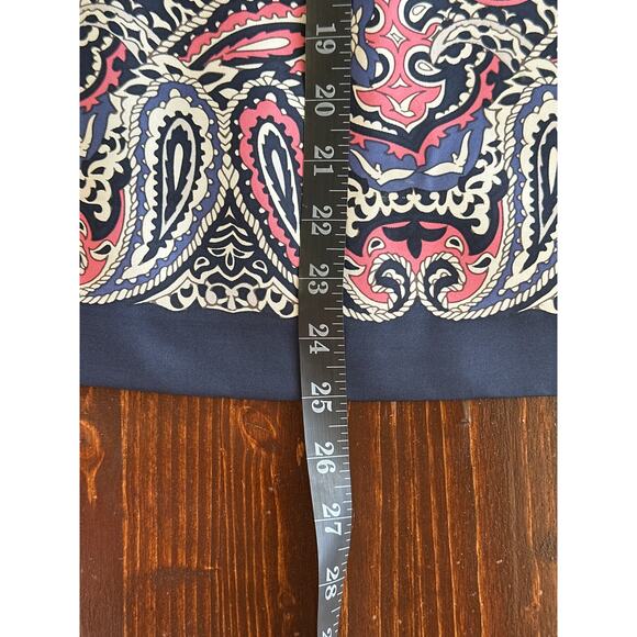 Vineyard Vines 100%Silk Sleeveless Top S Navy Pink White Paisley Print Coastal - Picture 8 of 9